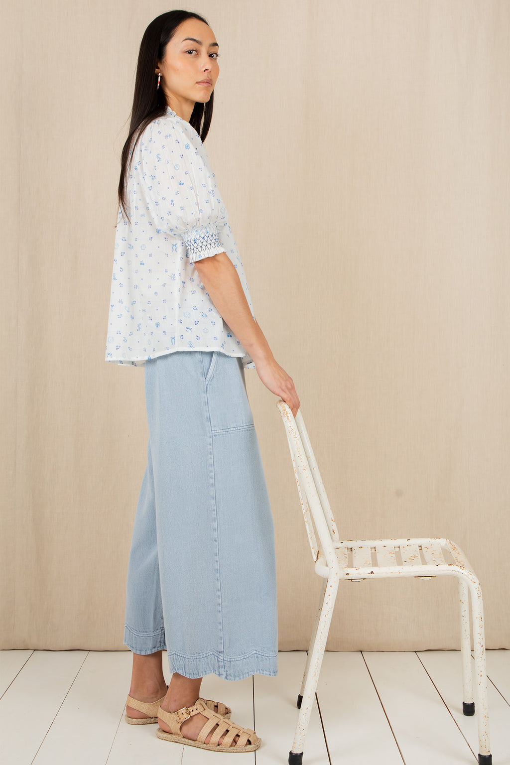 Bonte Aide Ice Blue Organic Cotton Twill Trousers