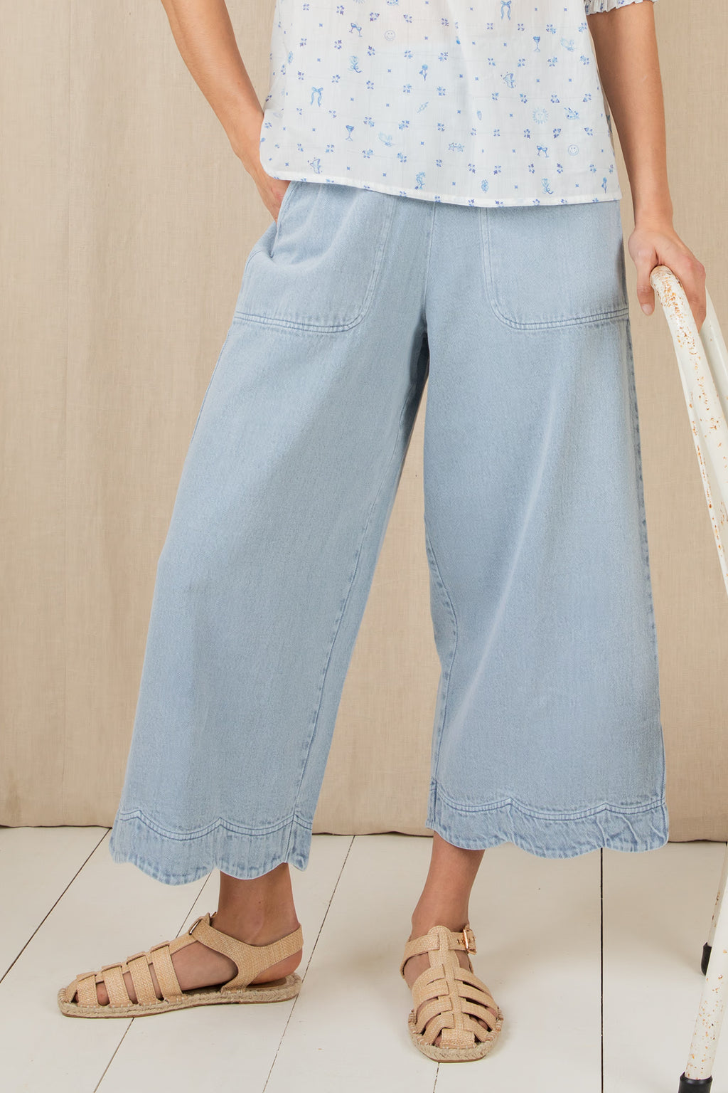 Bonte Aide Ice Blue Organic Cotton Twill Trousers