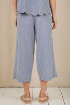 Bonte Aide Navy Gingham Organic Cotton Seersucker Trousers