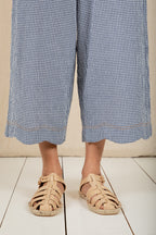 Bonte Aide Navy Gingham Organic Cotton Seersucker Trousers