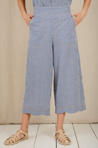 Bonte Aide Navy Gingham Organic Cotton Seersucker Trousers