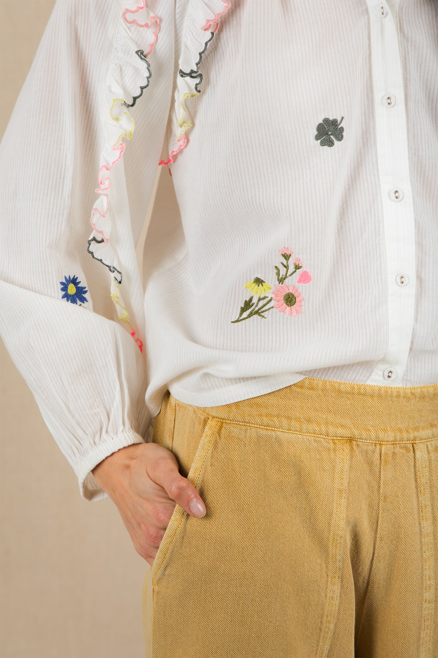 Bonte Alice White Multicolour Organic Cotton Shirt