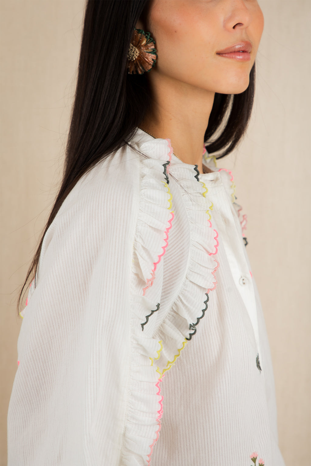 Bonte Alice White Multicolour Organic Cotton Shirt