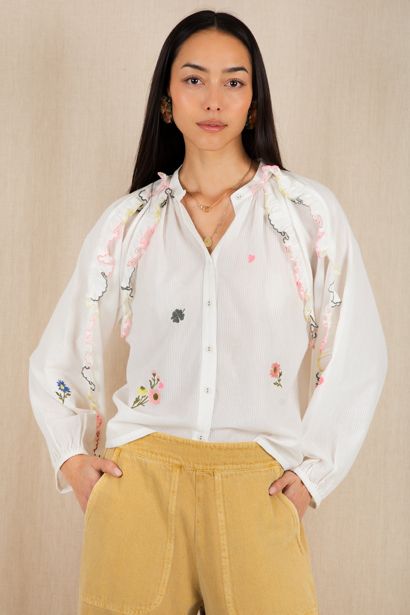 Bonte Alice White Multicolour Organic Cotton Shirt