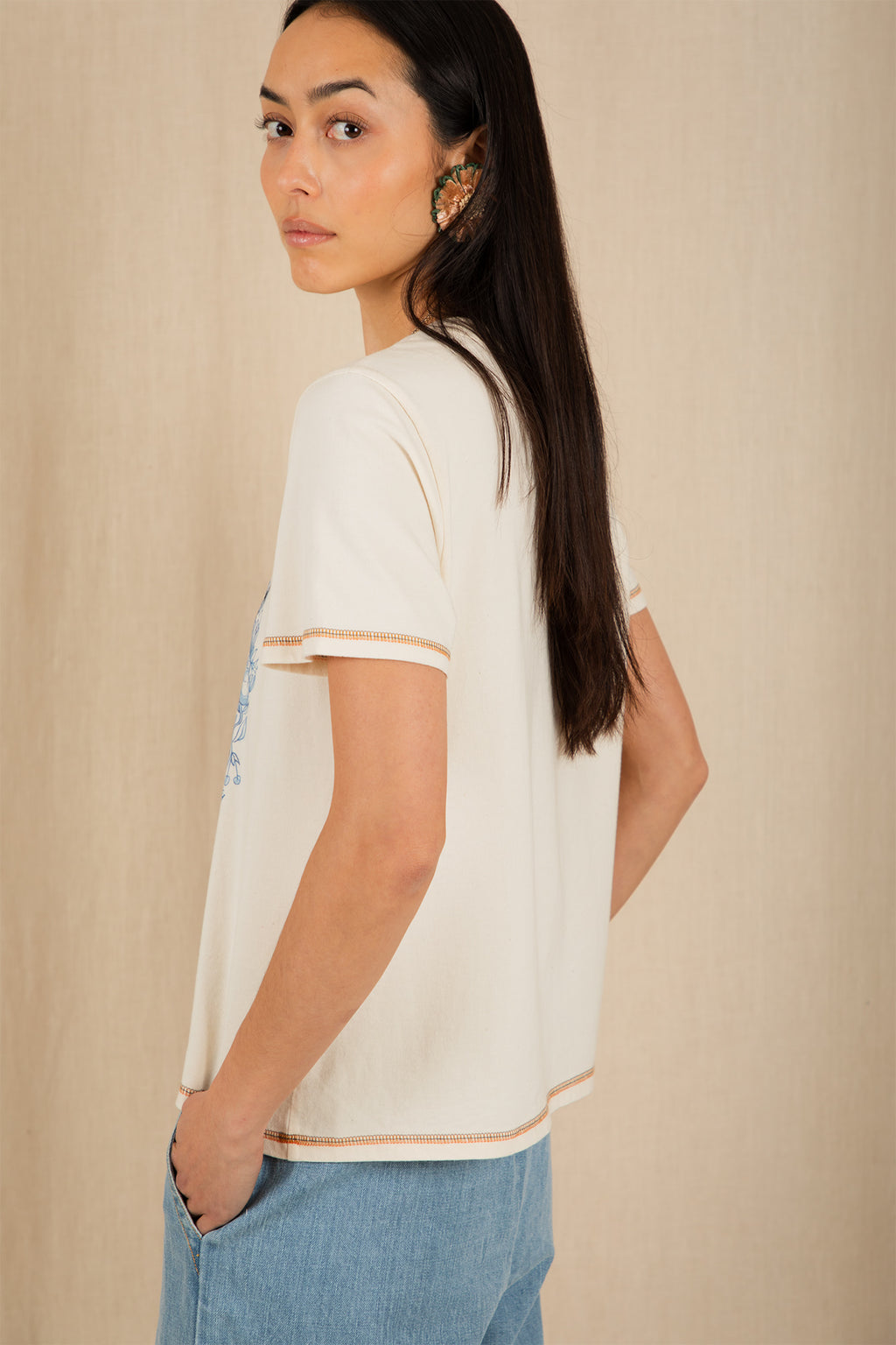 Bonte Boyfriend Ecru Cream Organic Cotton T-Shirt