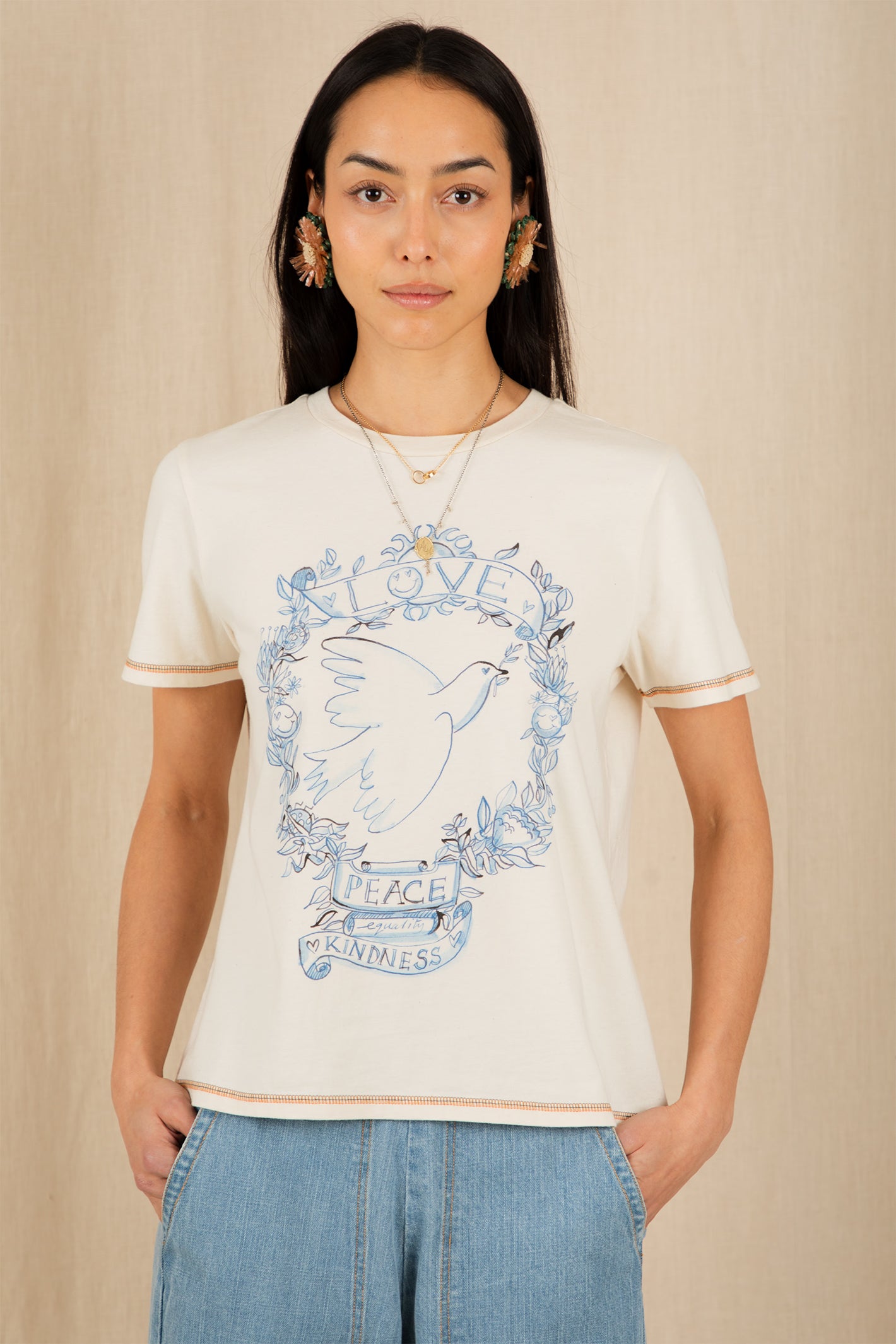 Bonte Boyfriend Ecru Cream Organic Cotton T-Shirt