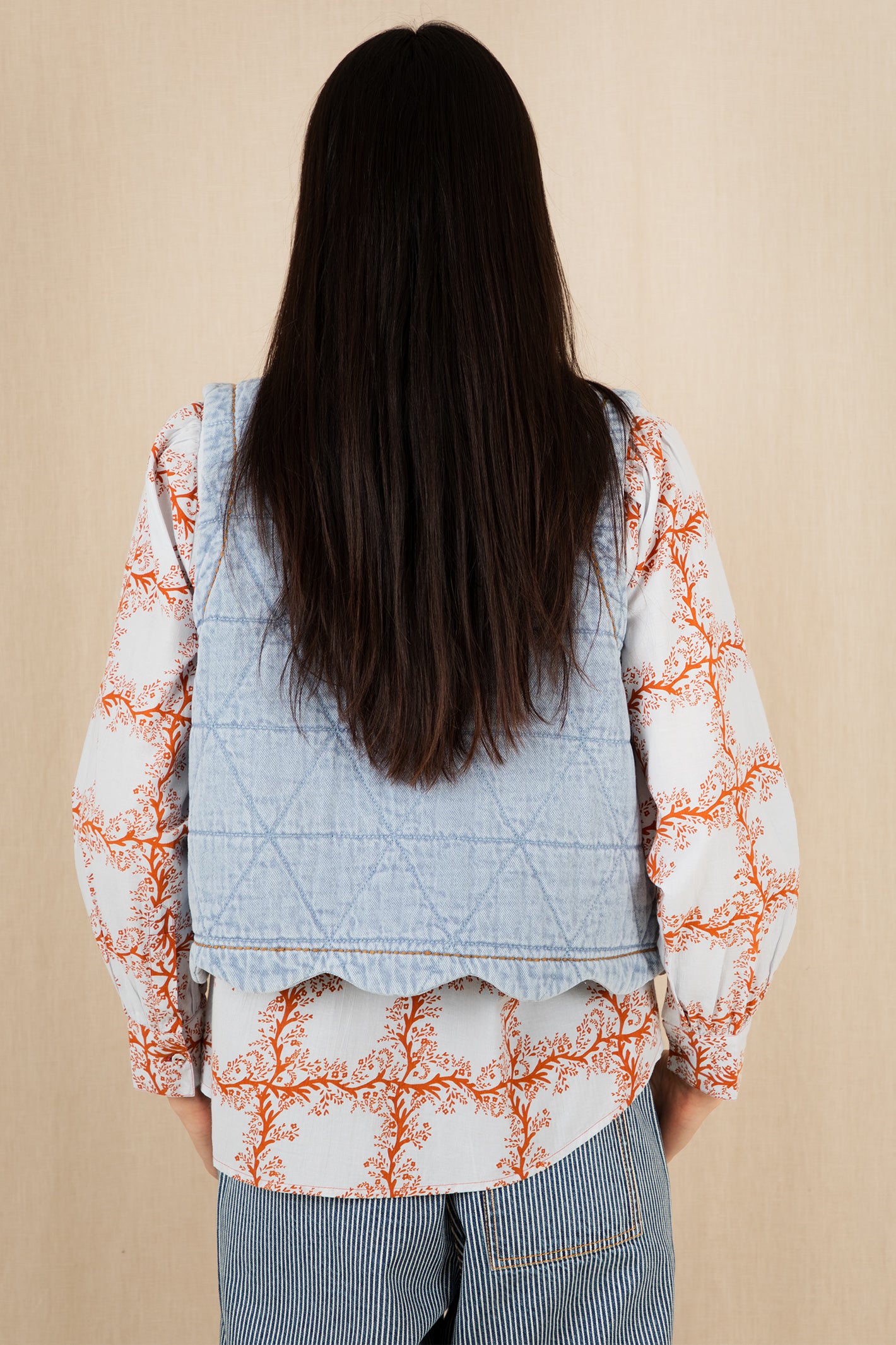 Bonte Estelle Ice Blue Organic Cotton Twill Quilted Gilet