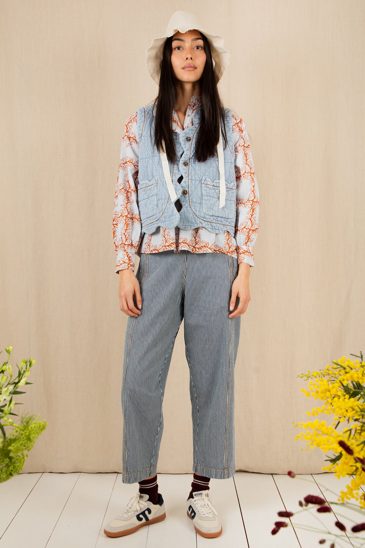 Bonte Estelle Ice Blue Organic Cotton Twill Quilted Gilet