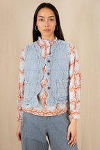 Bonte Estelle Ice Blue Organic Cotton Twill Quilted Gilet