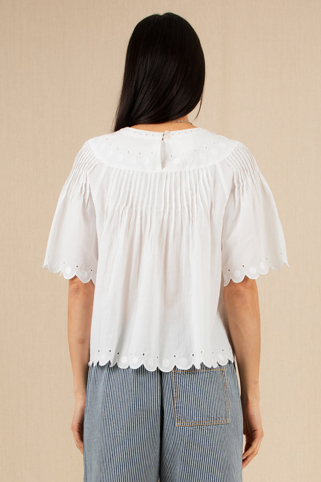 Bonte Flora White Organic Cotton Voile Embroidered Top