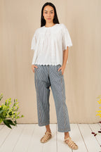 Bonte Flora White Organic Cotton Voile Embroidered Top