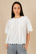 Bonte Flora White Organic Cotton Voile Embroidered Top