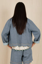 Bonte Marie Blue Ticking Stripe Organic Cotton Denim Jacket