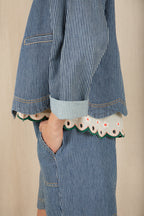 Bonte Marie Blue Ticking Stripe Organic Cotton Denim Jacket