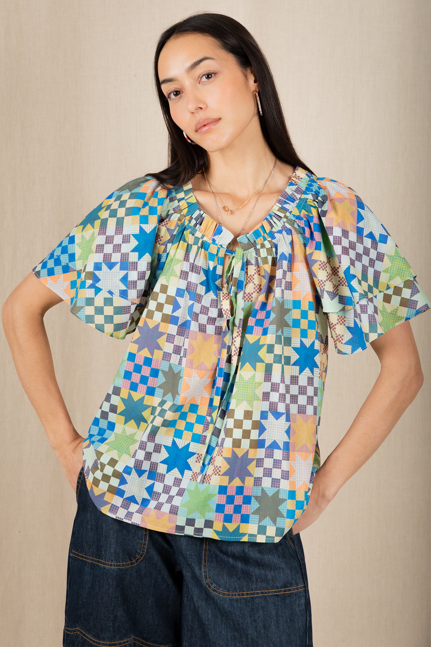 Bonte Mina Multicolour Print Organic Cotton Top