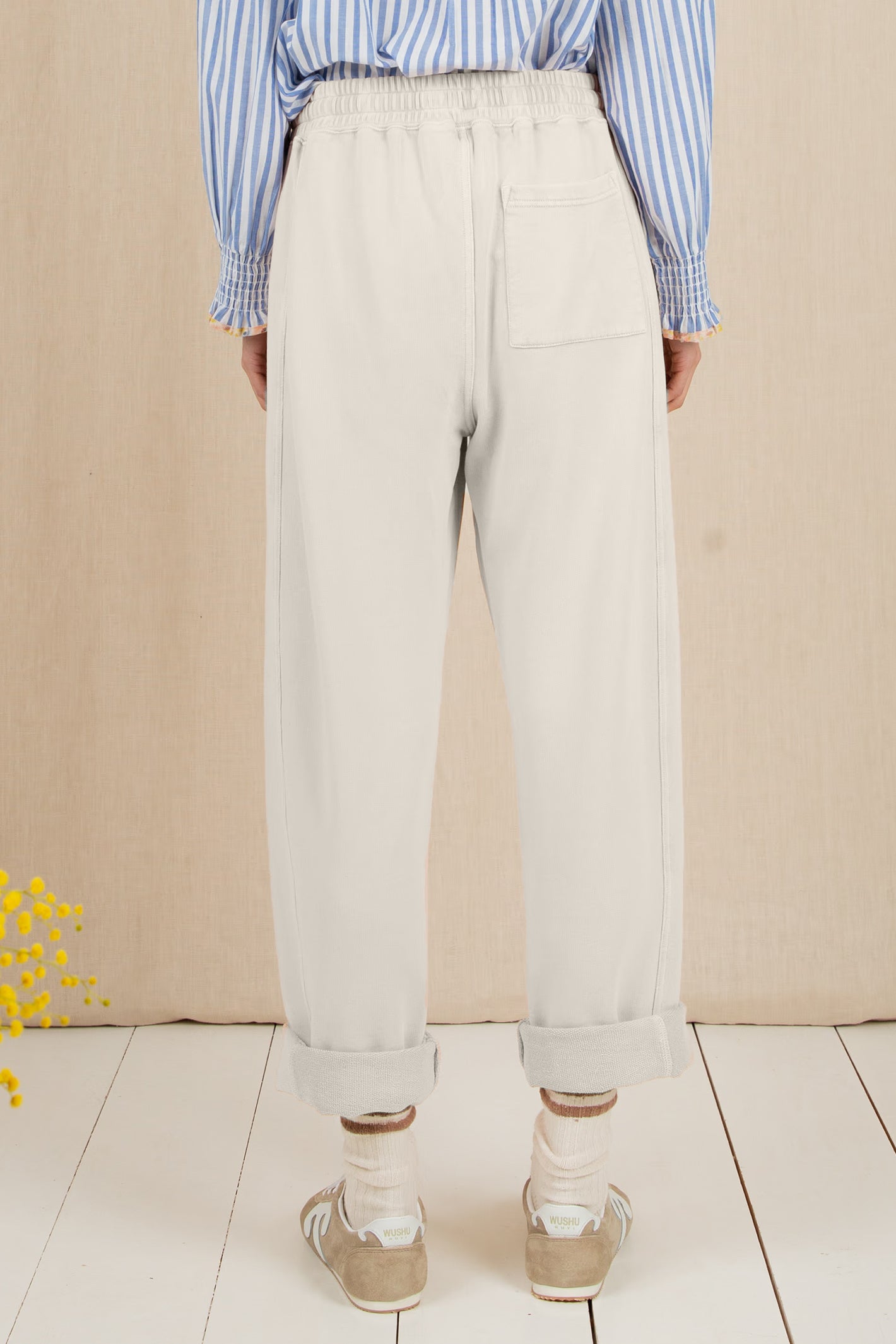 Bonte Noemi Ecru Cream Garment-Dyed Organic Cotton Sweatpants