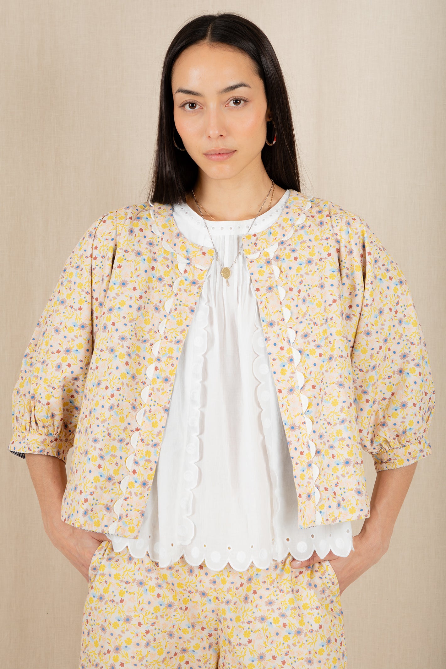 Bonte Vida Navy Lemon Zest Reversibale Organic Cotton Jacket
