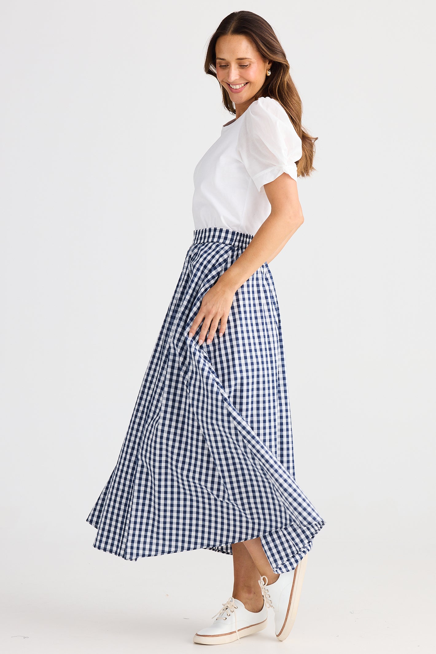 Brave+True BT25384 Lucy Navy Gingham Skirt