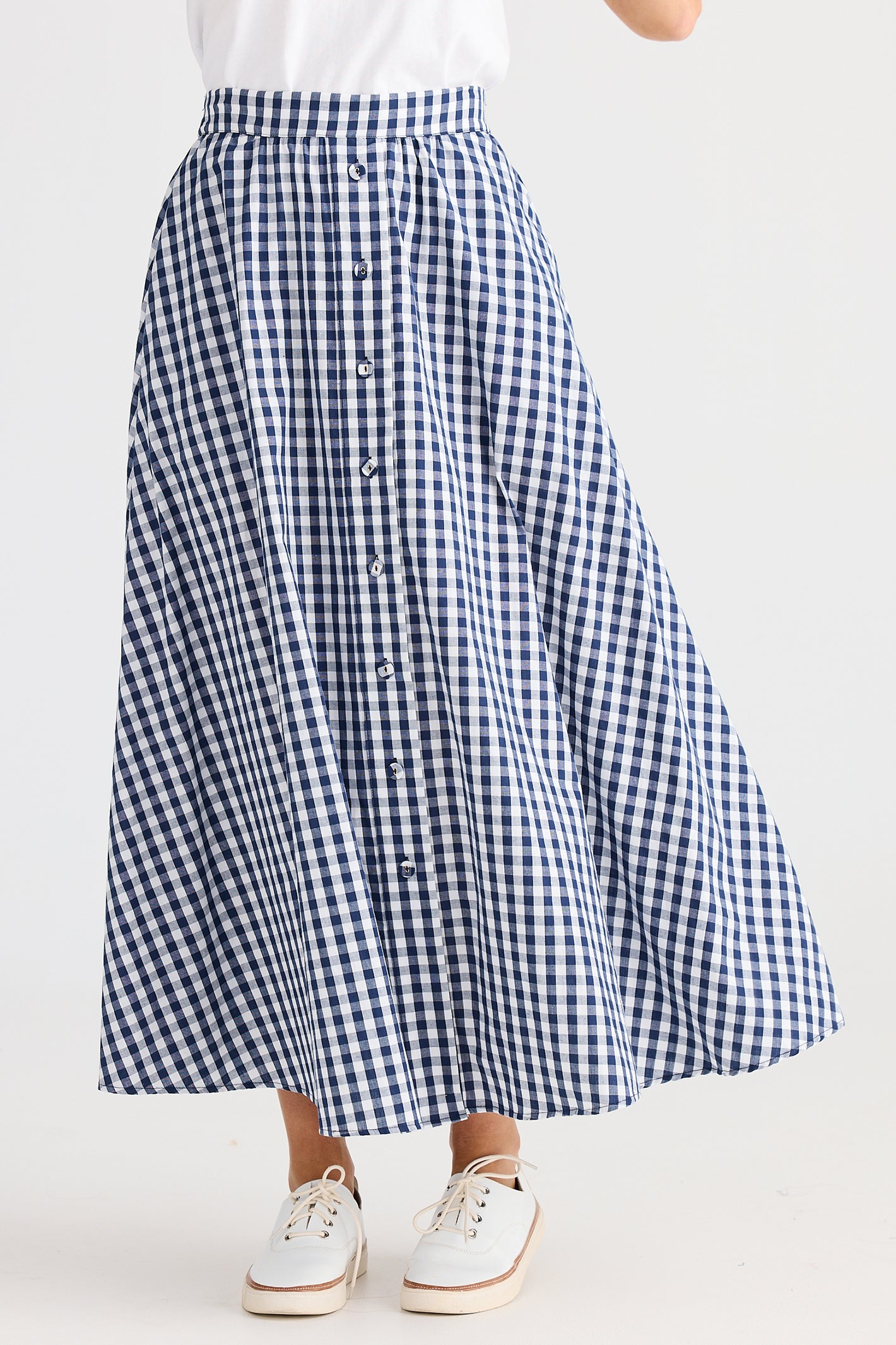 Brave+True BT25384 Lucy Navy Gingham Skirt