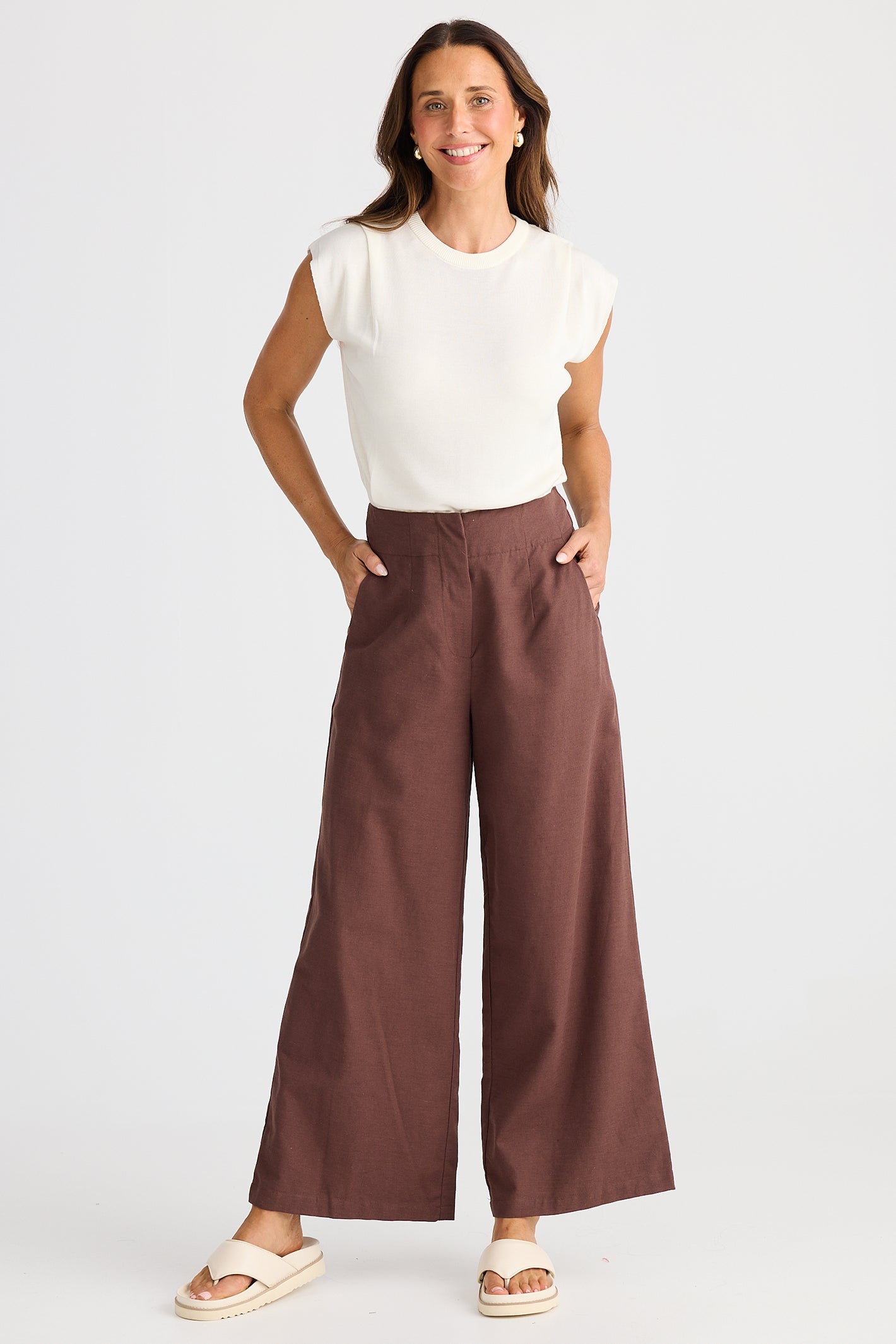 Brave+True BT25413 Dover Chocolate Brown Wide Leg Trousers