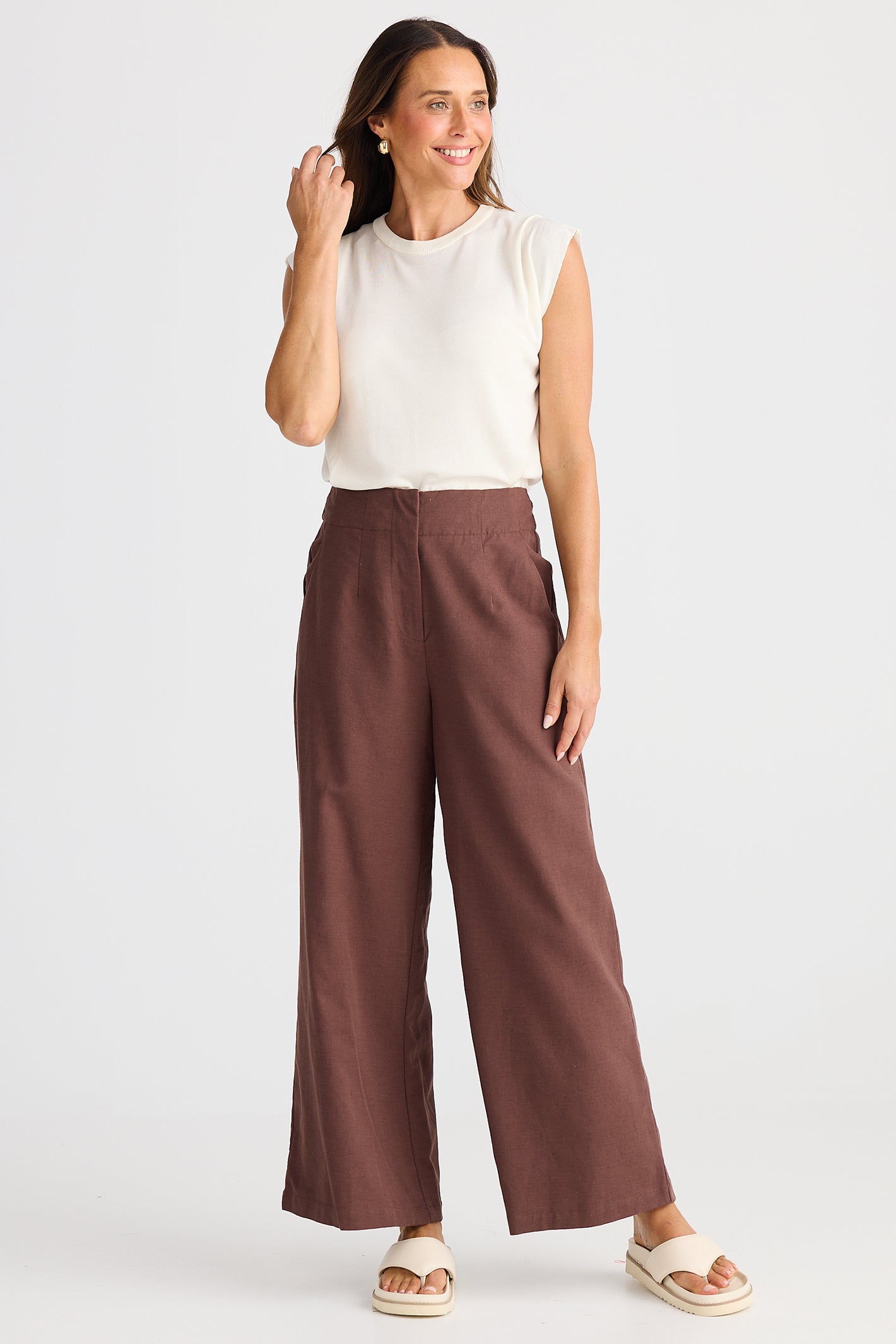 Brave+True BT25413 Dover Chocolate Brown Wide Leg Trousers