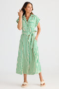 Brave+True BT25421 Portia Jade Green Stripe Shirt Dress