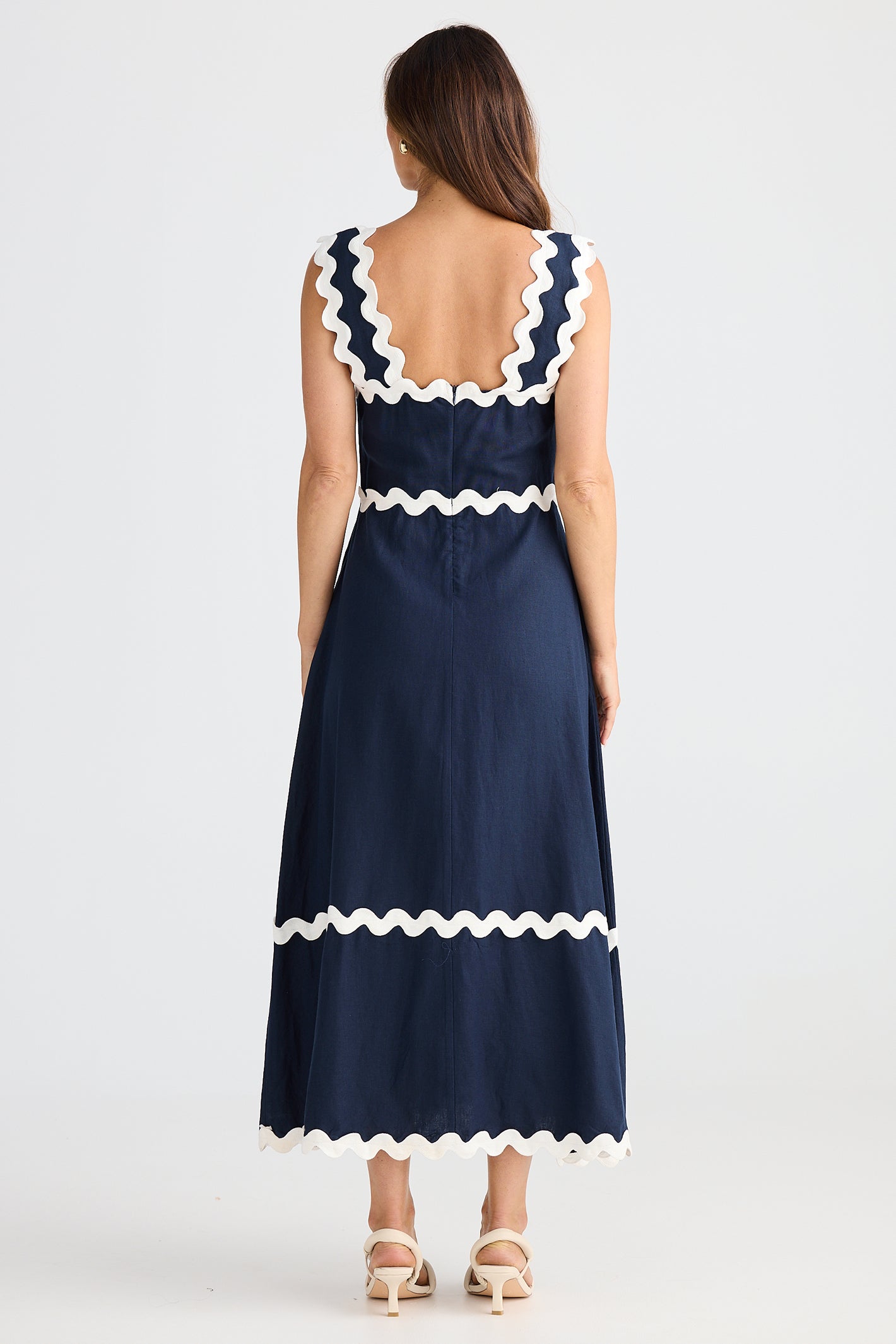 Brave+True BT25424 Marlo Navy Ric Rac Midi Dress