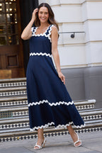 Brave+True BT25424 Marlo Navy Ric Rac Midi Dress