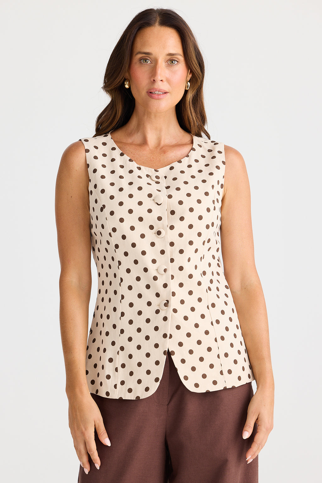 Brave+True BT25425 Eden Chocolate Brown Polka Dot Waistcoat