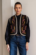 BRDR Celia Noir Black Vest, front close crop