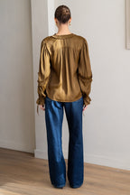 BRDR Live Roasted Olive Green Blouse, back full length