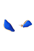 Georgia Charal Bronze & Blue Painted Large Organic Leaf Stud Earrings