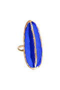 Georgia Charal Bronze & Blue Painted Long Leaf Adjustable Ring