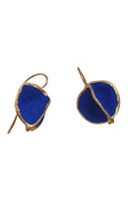 Georgia Charal Bronze & Blue Painted Organic Leaf Hook Stud Earrings
