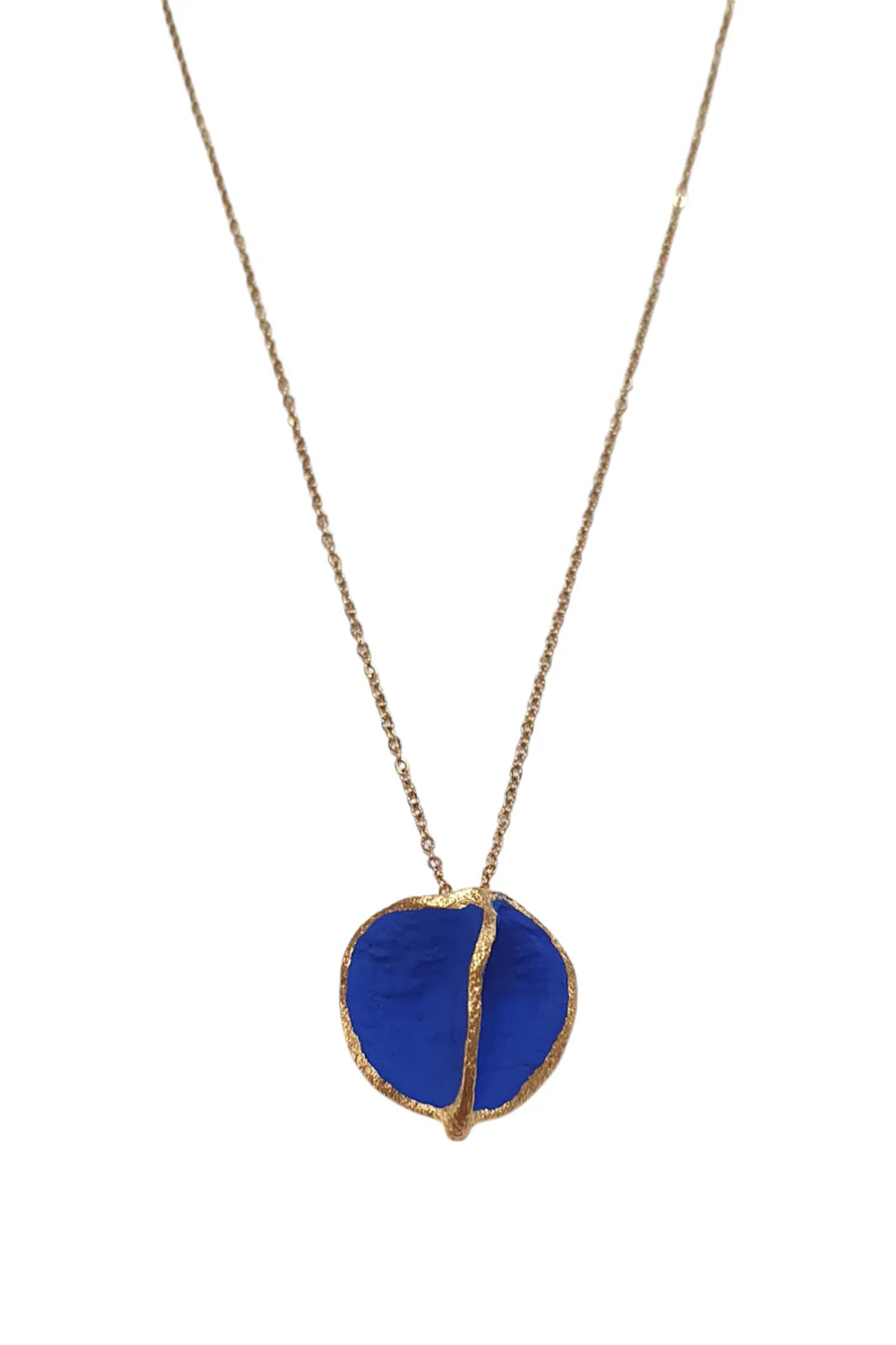 Georgia Charal Bronze & Blue Painted Organic Leaf Simple Pendant
