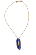 Georgia Charal Bronze & Blue Painted Simple Long Leaf Pendant
