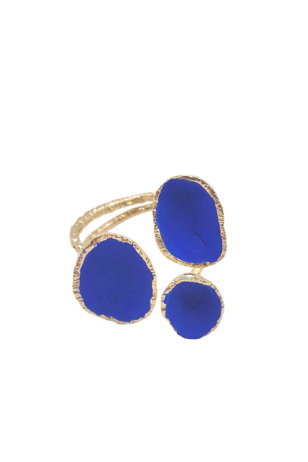 Georgia Charal Bronze & Blue Painted Triple Organic Pod Adjustable Ring