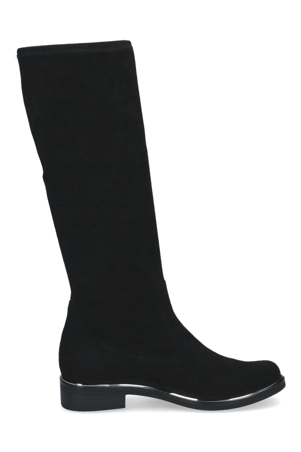 Caprice Black Stretch Knee High Boots 25512, side view