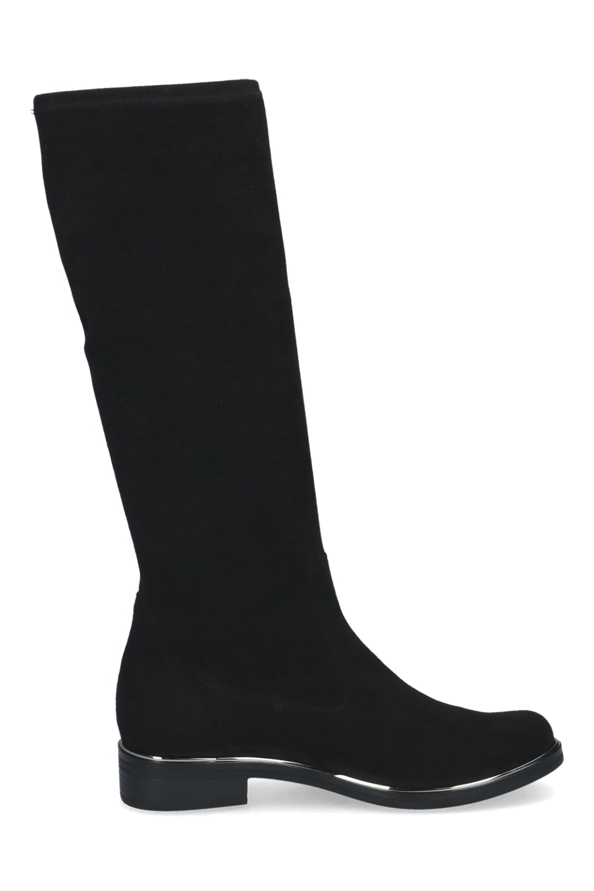 Caprice Black Stretch Knee High Boots 25512, side view