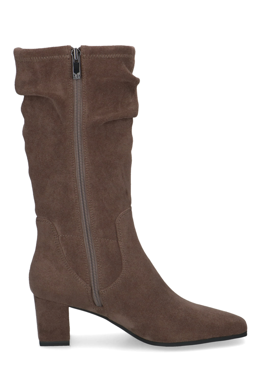 Caprice Café Brown Stretch Slouch Boots 25303, side view