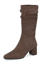 Caprice Café Brown Stretch Slouch Boots 25303, front three-quarter view