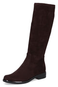 Caprice Dark Brown Stretch Knee High Boots 25512, front three-quarter view