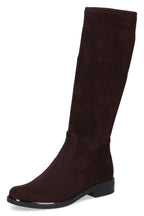 Caprice Dark Brown Stretch Knee High Boots 25512, front three-quarter view
