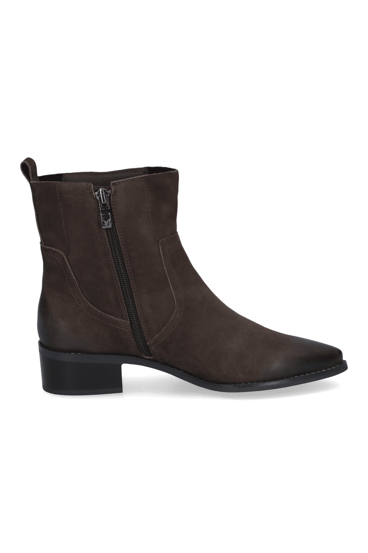 Caprice Dark Brown Nubuck Ankle Boots 25310, side view