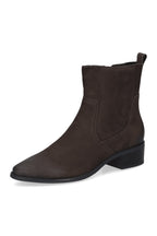 Caprice Dark Brown Nubuck Ankle Boots 25310, front three-quarter view