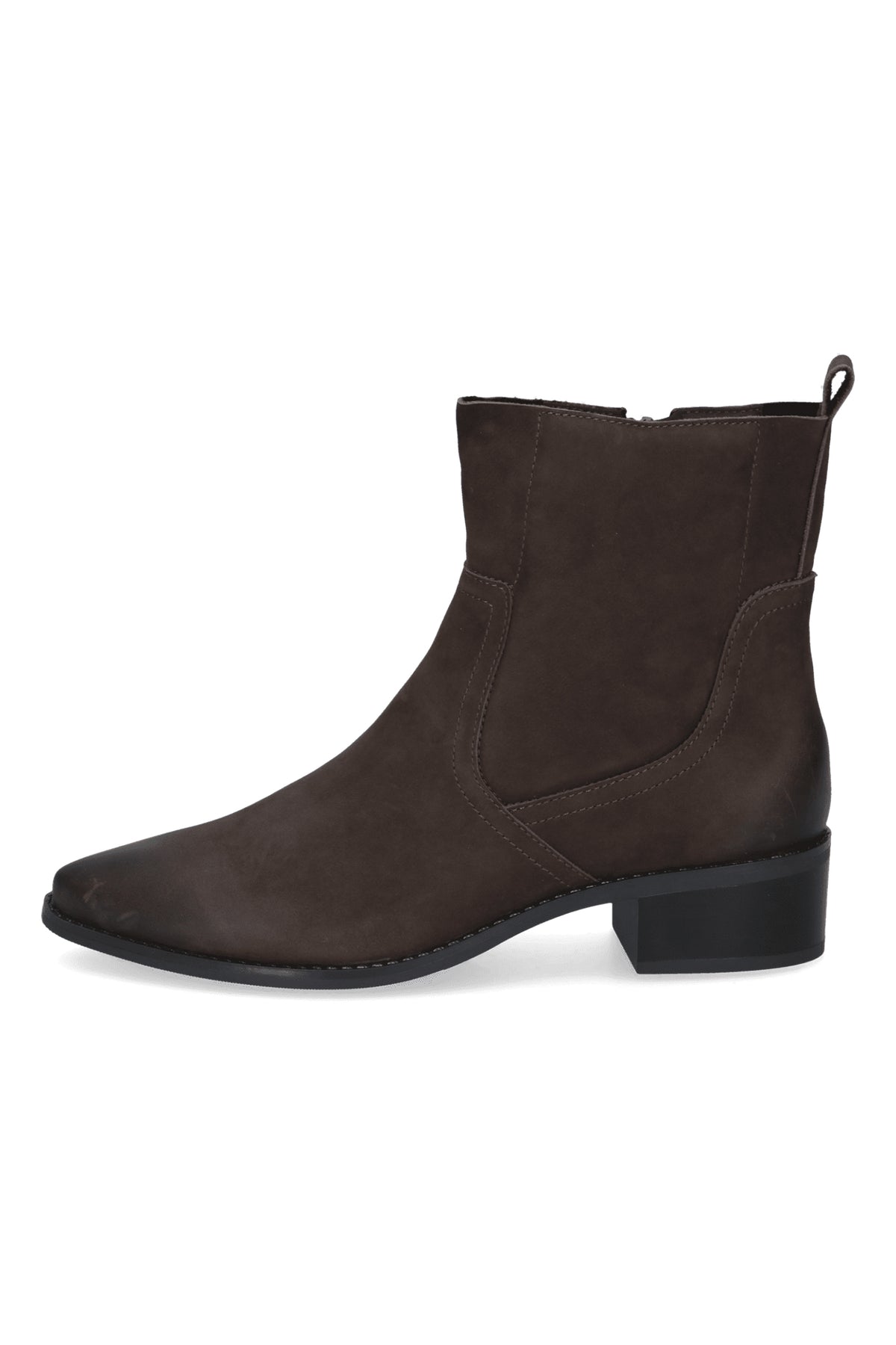 Caprice Dark Brown Nubuck Ankle Boots 25310, inner side view