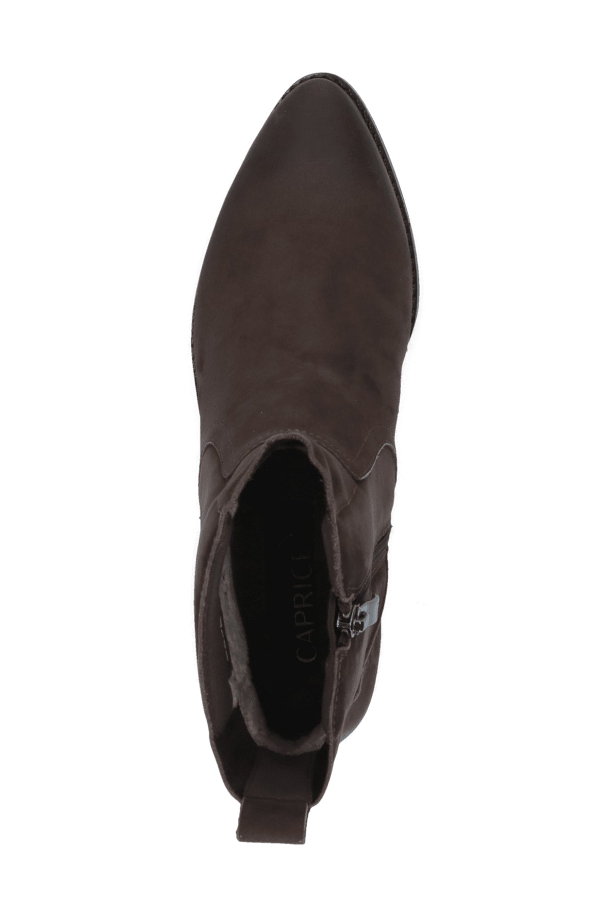 Caprice Dark Brown Nubuck Ankle Boots 25310, top view