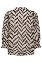Co'Couture MemphisCC Off White Print Short Sleeve V-Neck Blouse