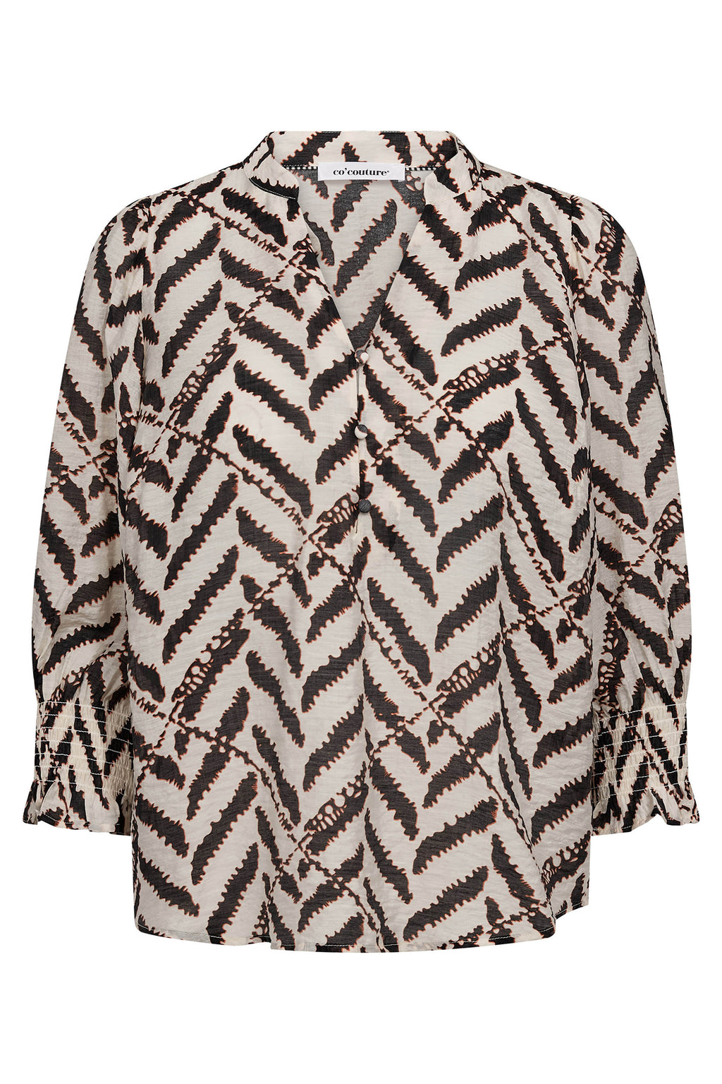 Co'Couture MemphisCC Off White Print Short Sleeve V-Neck Blouse
