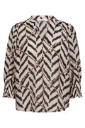 Co'Couture MemphisCC Off White Print Short Sleeve V-Neck Blouse
